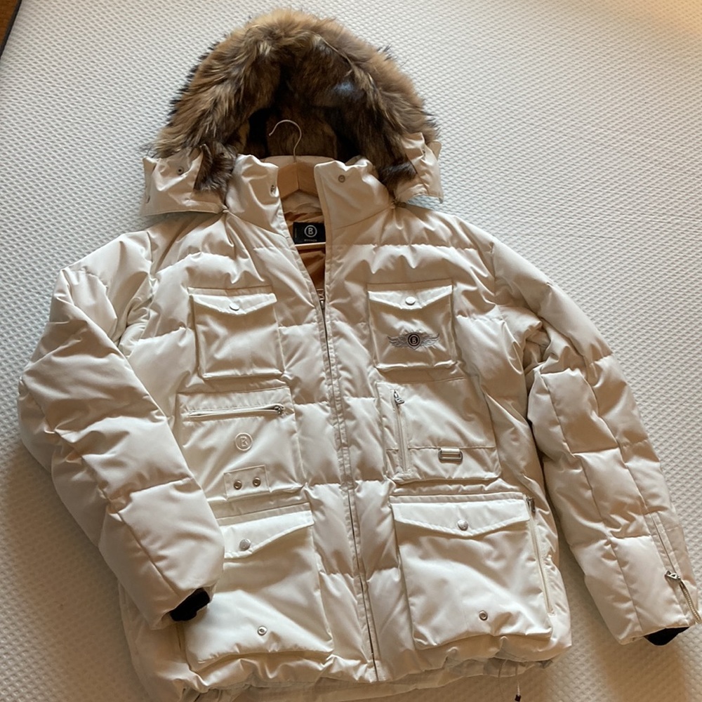 Men’s Bogner Down Jacket with Hood Raccoon Fur & Trim, Outstanding Featu…